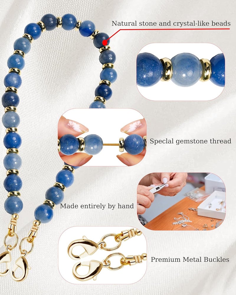 Lostars Store Marble Beaded Phone Wrist Strap,Detachable Phone Bracelet Strap with Tether Tab,Hands-Free Wristlet Strap (Blue Aventurine) - Image 5